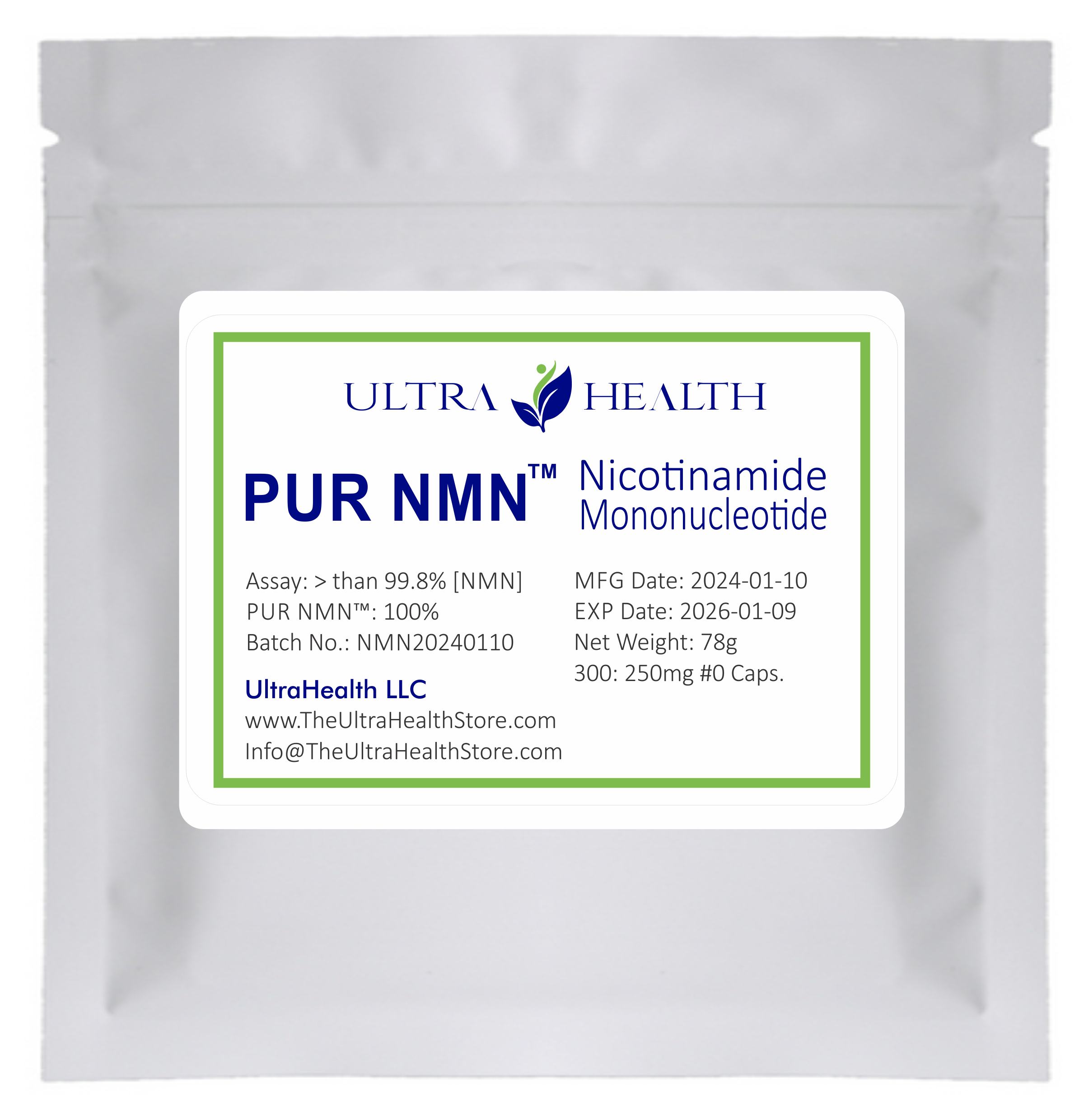 PUR N.M.N. 300E INTL, 10-Month Supply, 250mg, Liposomal NAD+ Boosting Supplement