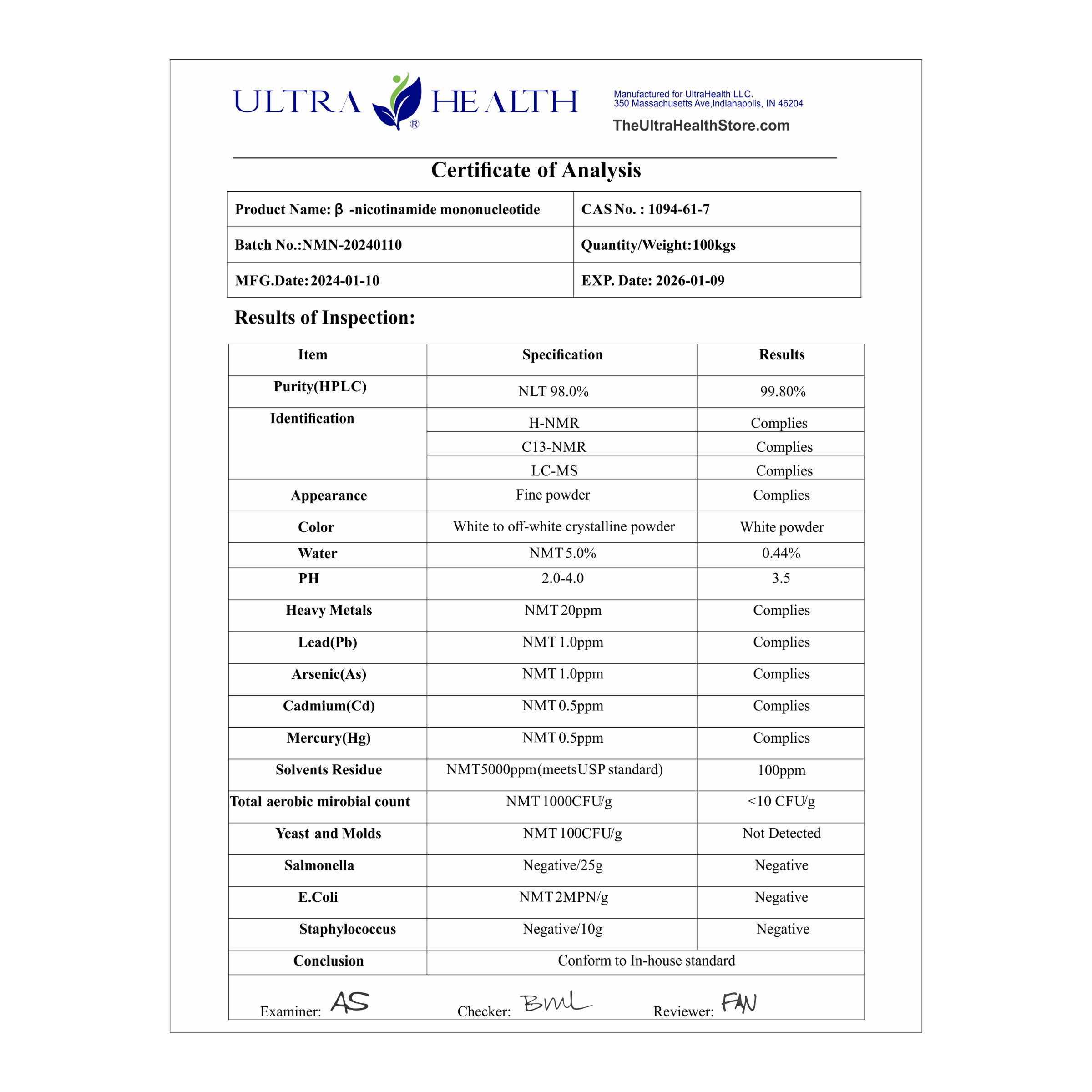 PUR N.M.N 60E NAD+ Best Nicotinamide Mono-nucleotide product, 60-day supply