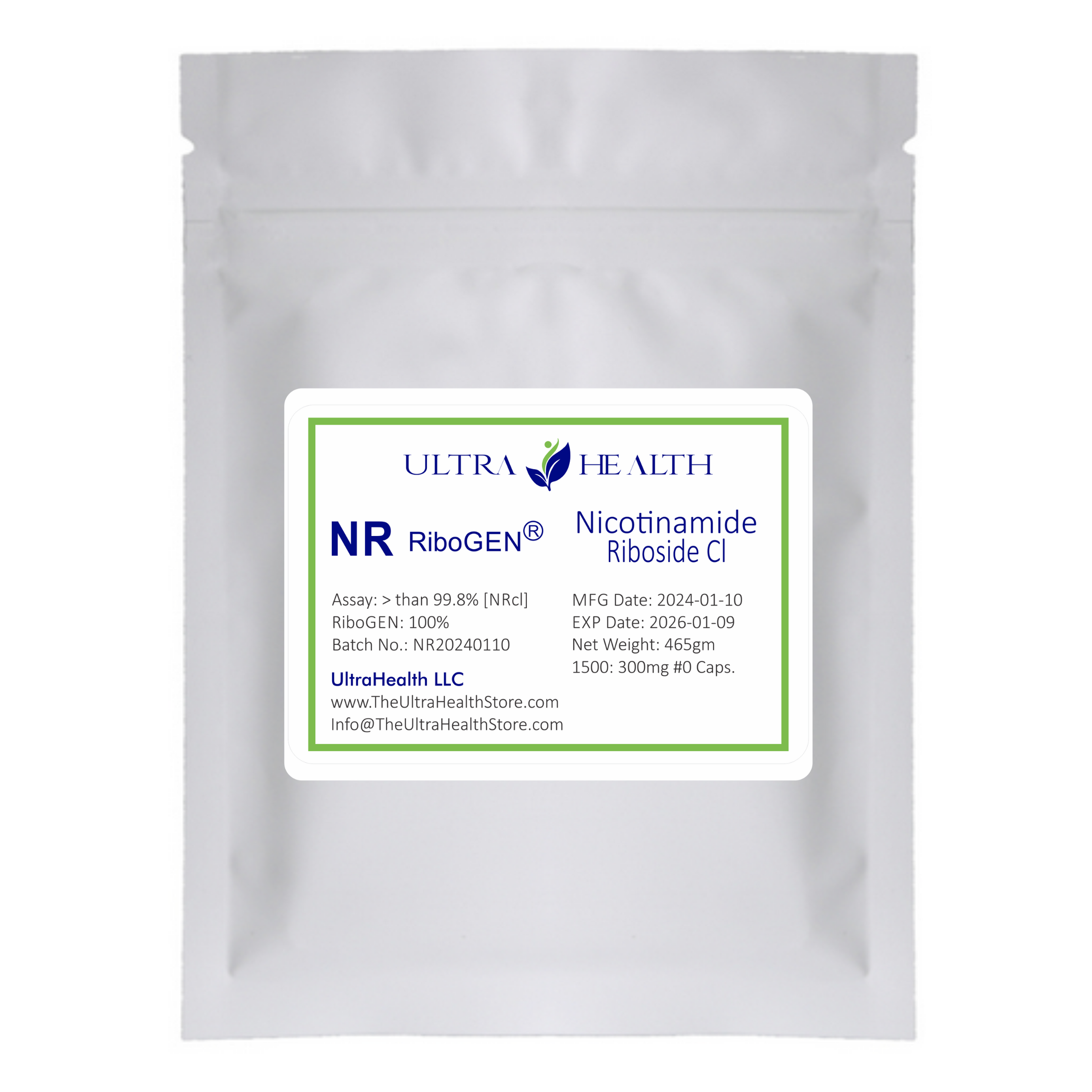 NR 1500C ENTERIC (1500 capsules), Nicotinamide Riboside (100% RiboGEN) 300mg Vegetarian Capsules for Private Label Supplements