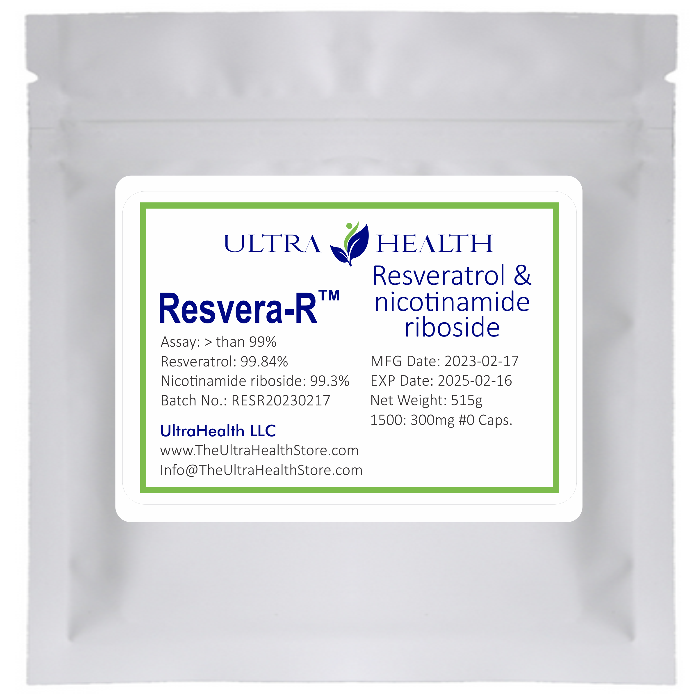 1500E-RR INTL, 1500 capsules, Resveratrol and NR, NAD+ Boosting Supplement, 300mg, Liposomal Enteric Capsules