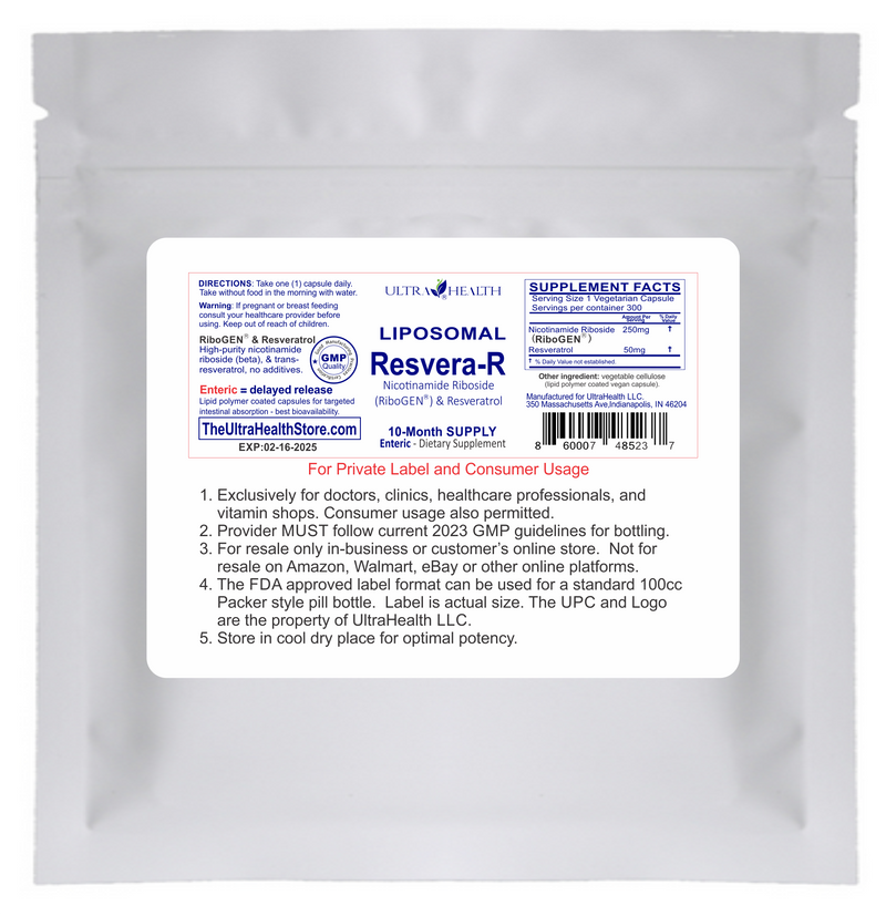300E-RR, 10-Month supply, Resveratrol and NR, NAD+ Boosting Supplement, 300mg, Liposomal Enteric Capsules