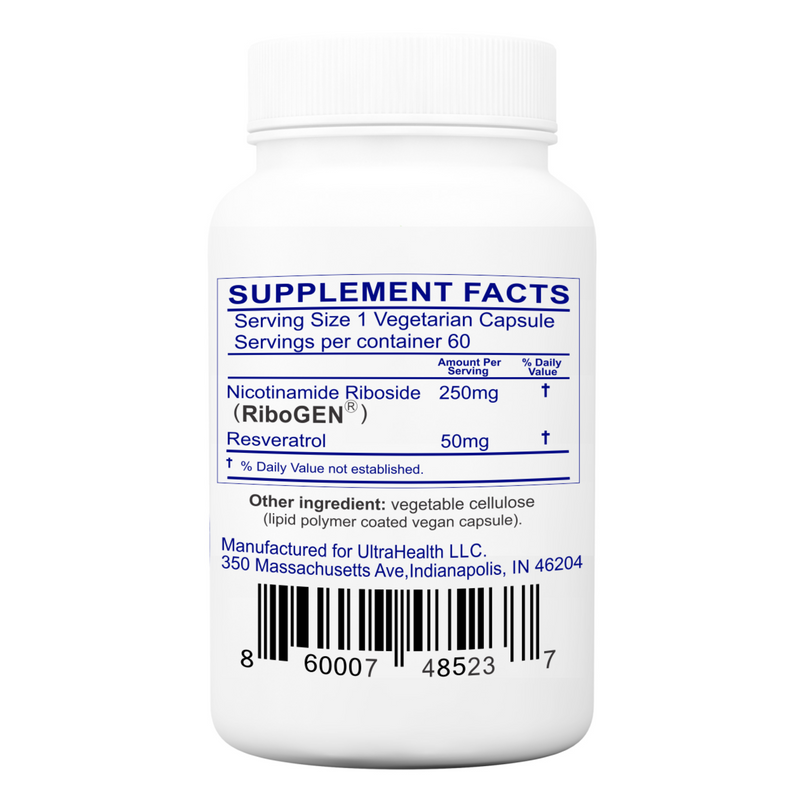 60E-RR INTL, 60-day supply, Resveratrol and NR, NAD+ Boosting Supplement, 300mg, Liposomal Enteric Capsules