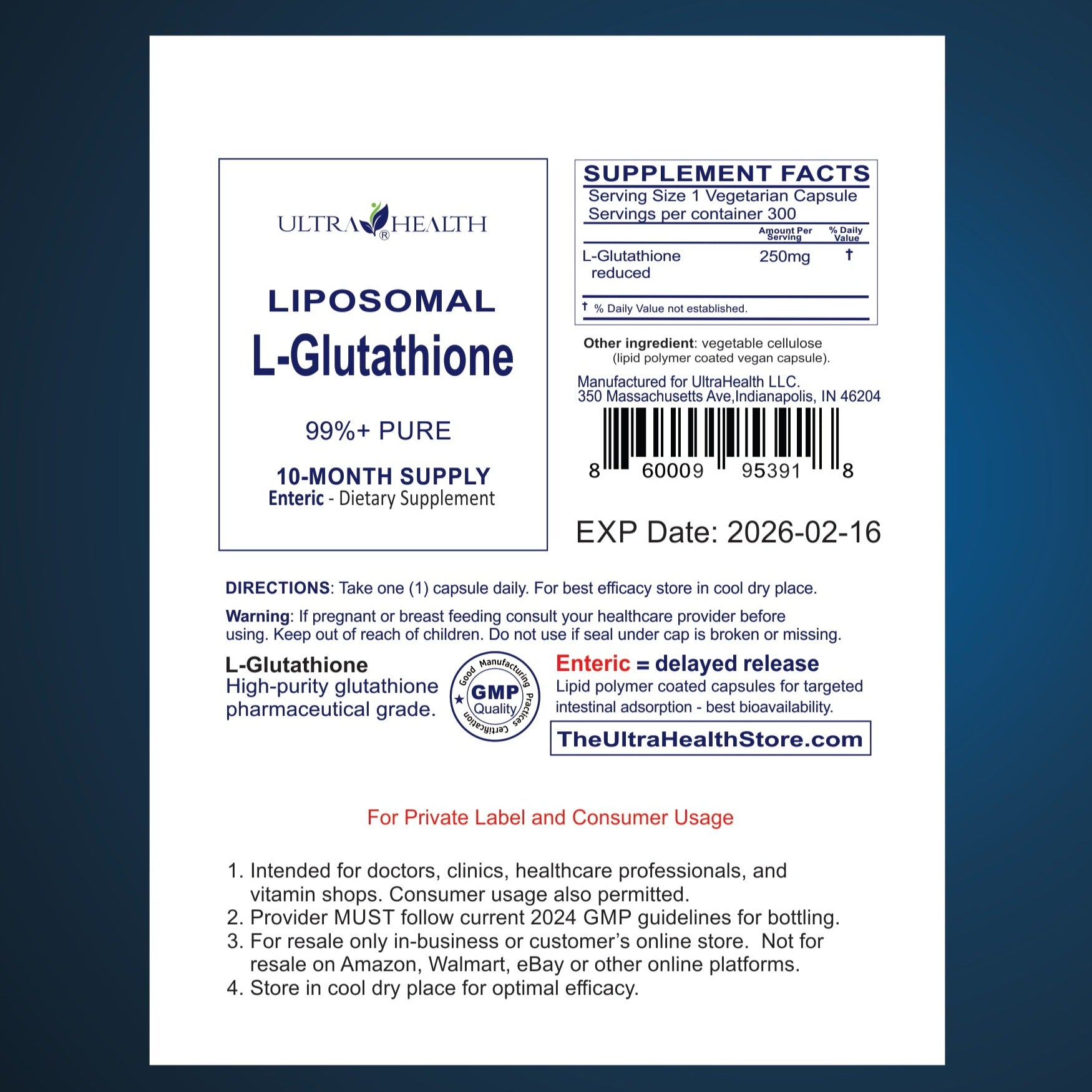 Best Glutathione Supplement - 10-Month supply - 300E INTL Liposomal
