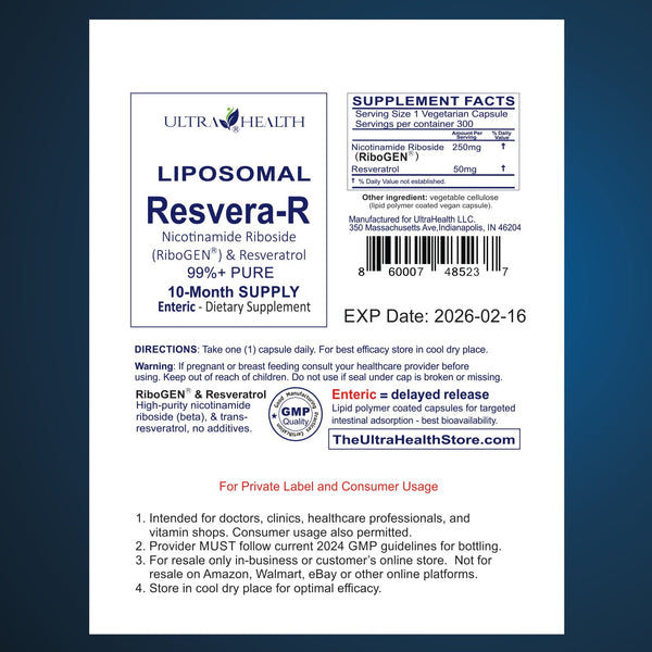 300E-RR, 10-Month supply, Resveratrol and NR, NAD+ Boosting Supplement, 300mg, Liposomal Enteric Capsules
