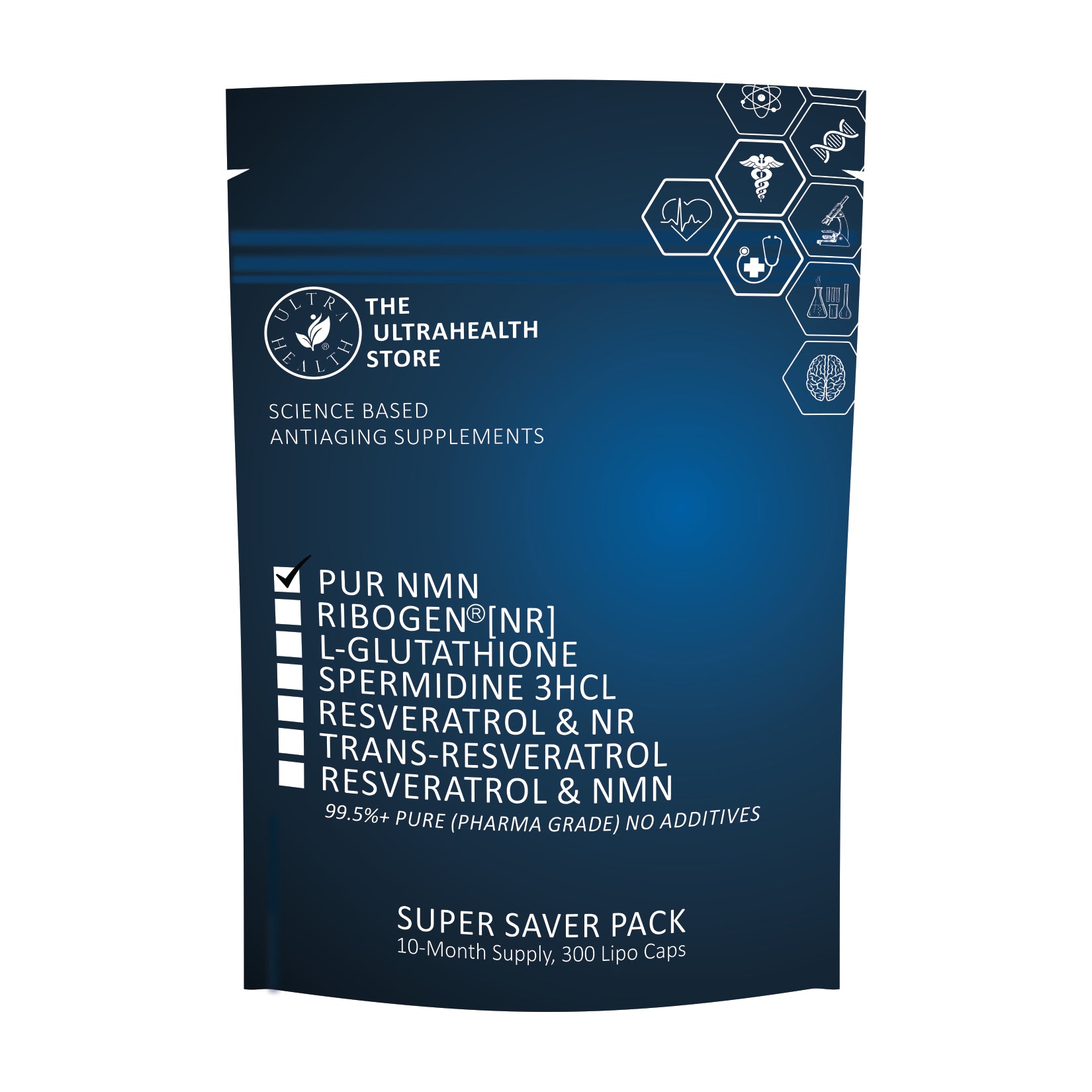 PUR N.M.N 300E, 10-month supply, 250mg, Liposomal NAD+ Boosting Compound