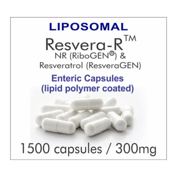 1500E-RR, 1500 capsules, Resveratrol and NR, NAD+ Boosting Supplement, 300mg, Liposomal Enteric Capsules