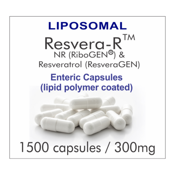 1500E-RR INTL, 1500 capsules, Resveratrol and NR, NAD+ Boosting Supplement, 300mg, Liposomal Enteric Capsules