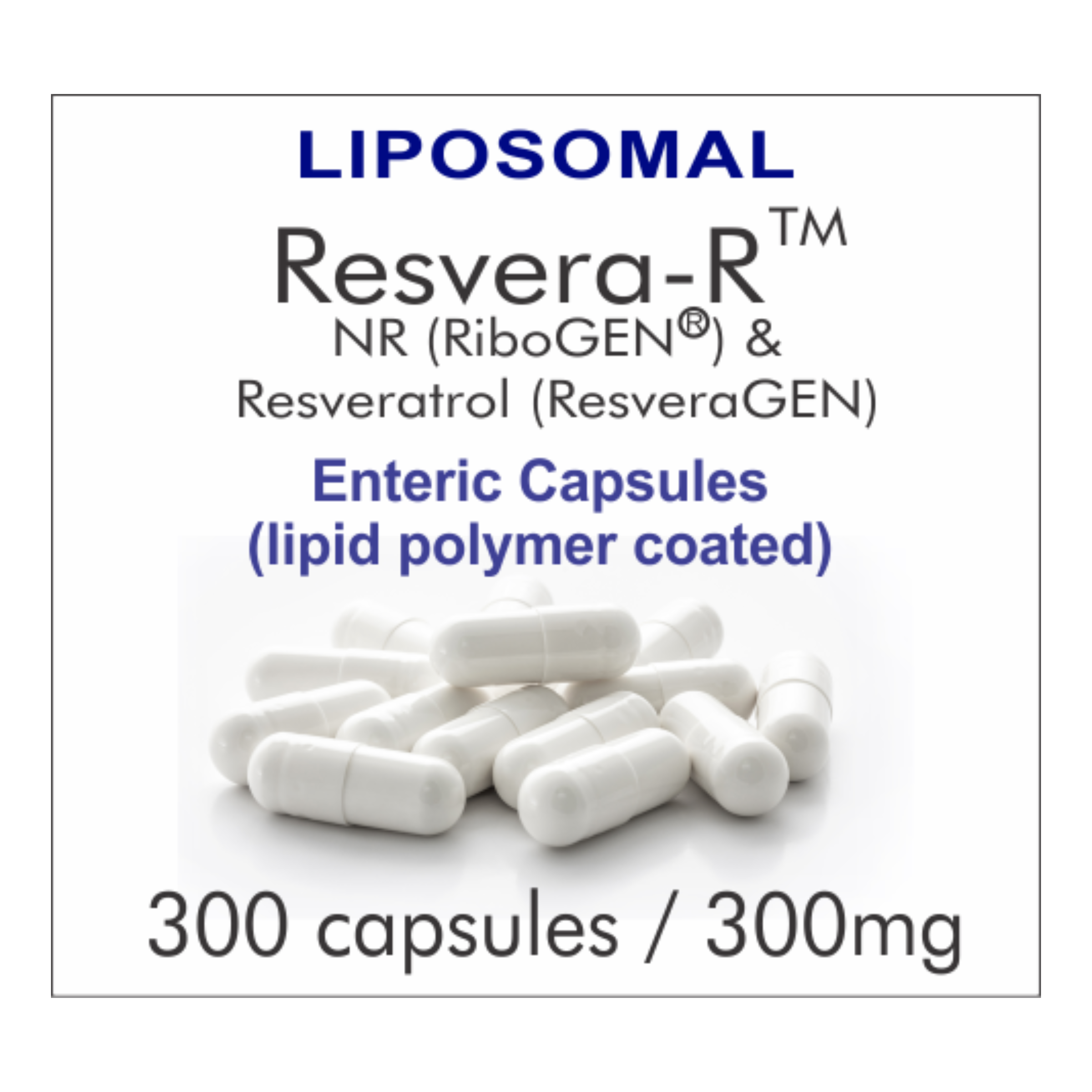 300E-RR INTL, 10-Month supply, Resveratrol and NR, NAD+ Boosting Supplement, 300mg, Liposomal Enteric Capsules