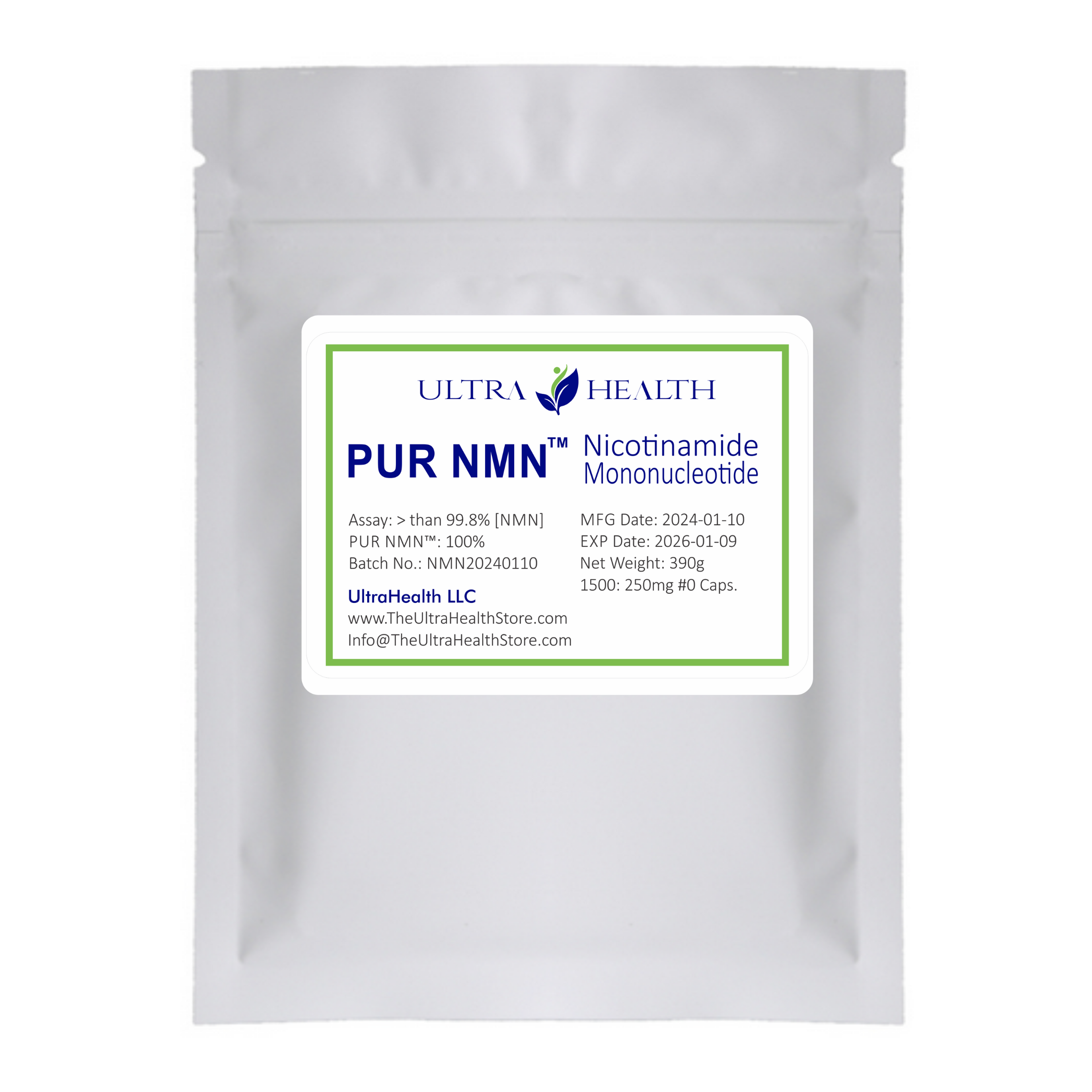 PUR N.M.N 1500E, 1,500 bulk capsules, 250mg, Liposomal NAD+ Boosting compound.