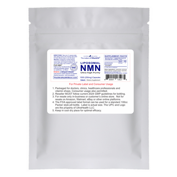 PUR NMN 1500E INTL, 1,500 Bulk Capsules, 250mg, Liposomal NAD+ Boosting Supplement