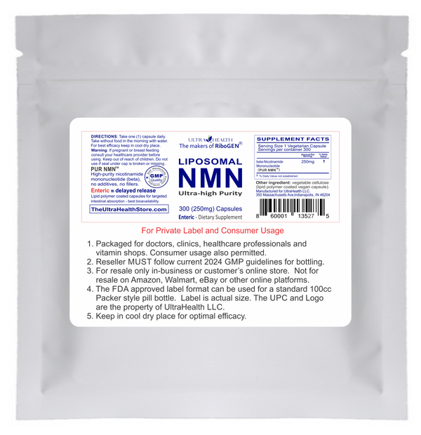 PUR NMN 300E INTL, 10-Month Supply, 250mg, Liposomal NAD+ Boosting Supplement