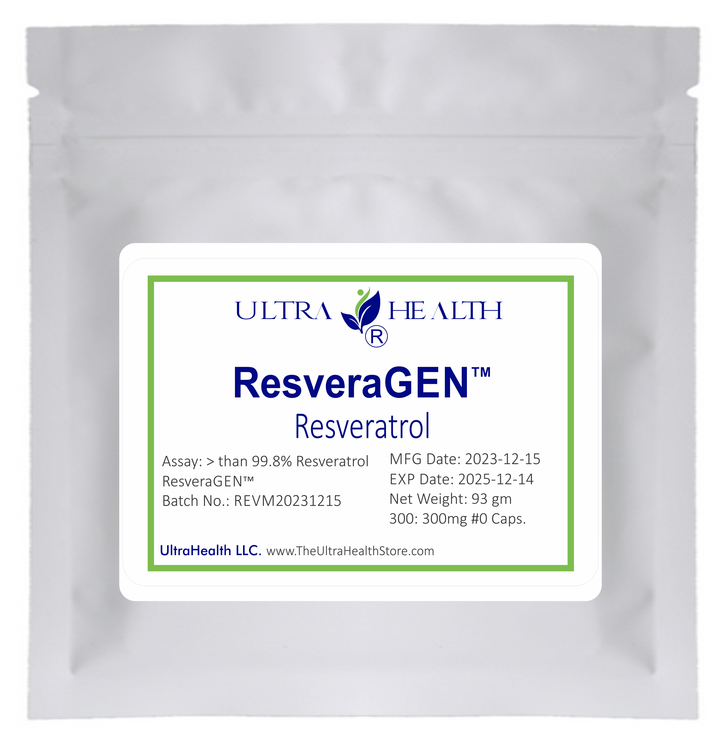ResveraGEN™ 300C INTL ENTERIC (Resveratrol): Ultra-pure Pharmaceutical Grade 300mg (Resveratrol: CAS No. 501-36-0), 10-Month Supply, not extracted but synthesized, no additives