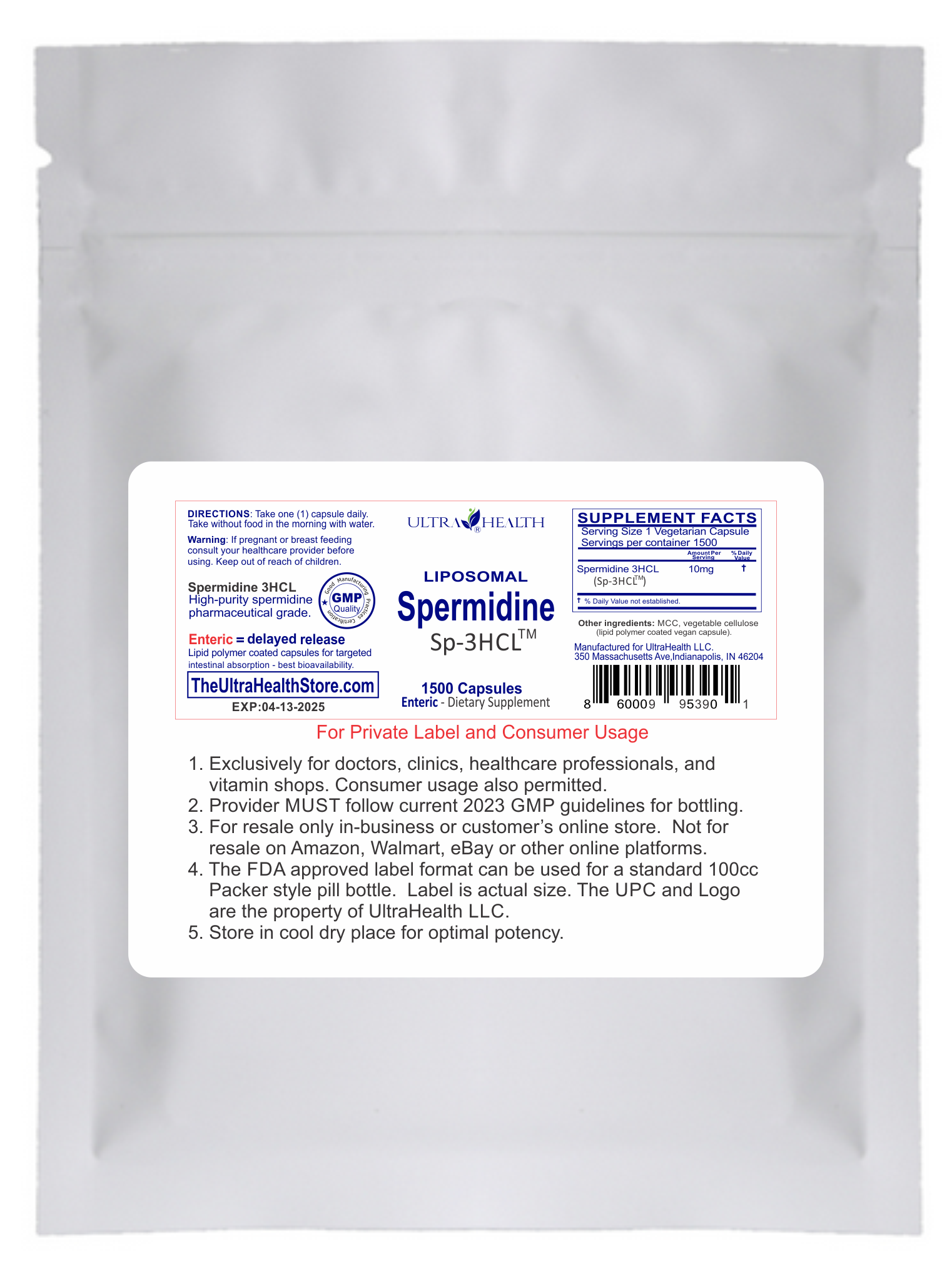 Best Spermidine Supplement - 1500 capsule supply, 1500E Liposomal