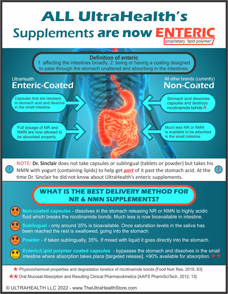 NR (nicotinamide riboside) ENTERIC - High Purity NAD+ Supplement.