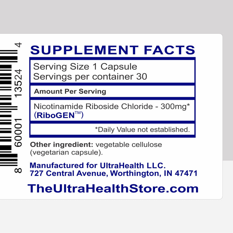 NR 30 ENTERIC (100%  RiboGEN™) - Ultra-Purity Pharmaceutical Grade nicotinamide riboside - 300mg